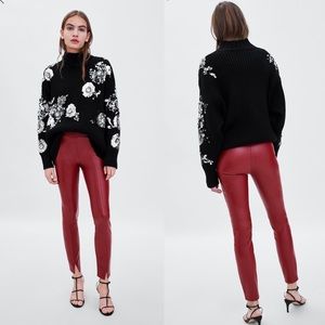 zara floral sweater with sequins